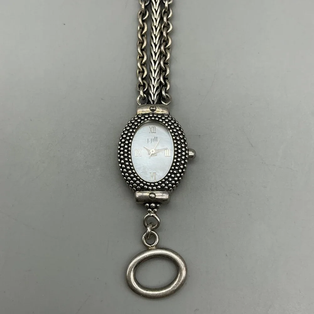 J. Jill Womens Watch 18mm MOP Dial Silver Tone Beaded 10260 New Battery 7.5
